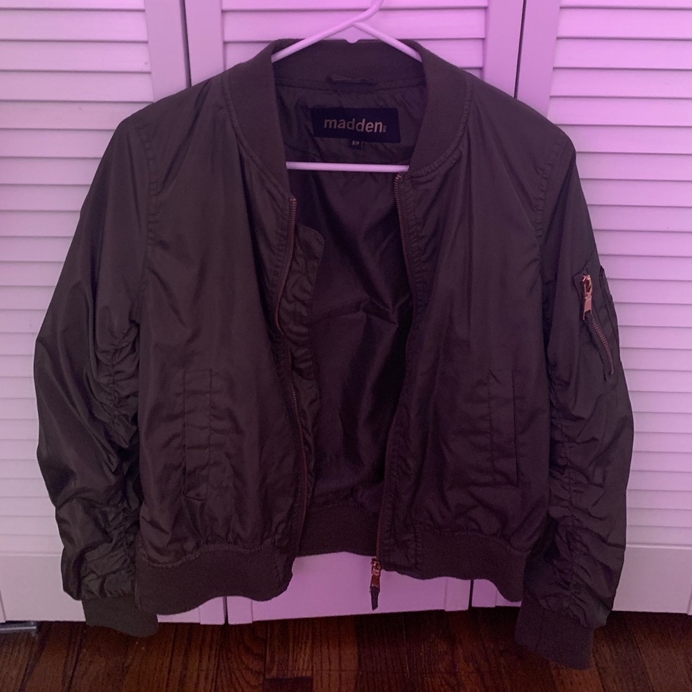 a Madden army green bomber jacket